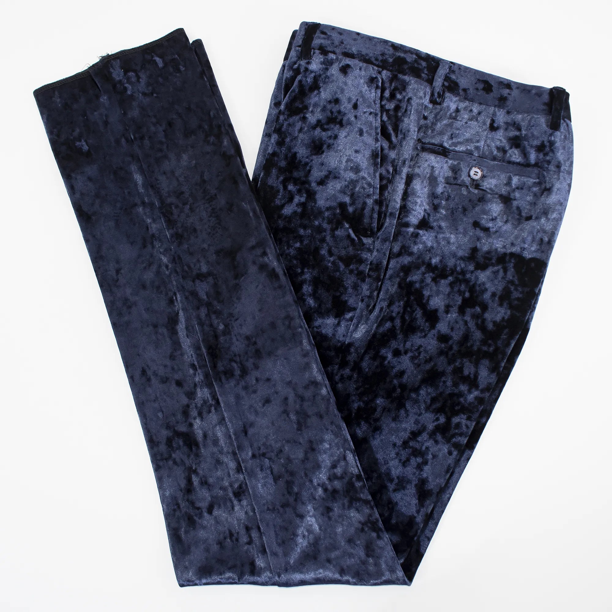 Navy Crushed Velvet 2-Piece Slim-Fit Suit