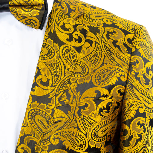 Men's Gold Paisley Modern-Fit Dinner Jacket - Notch Lapel