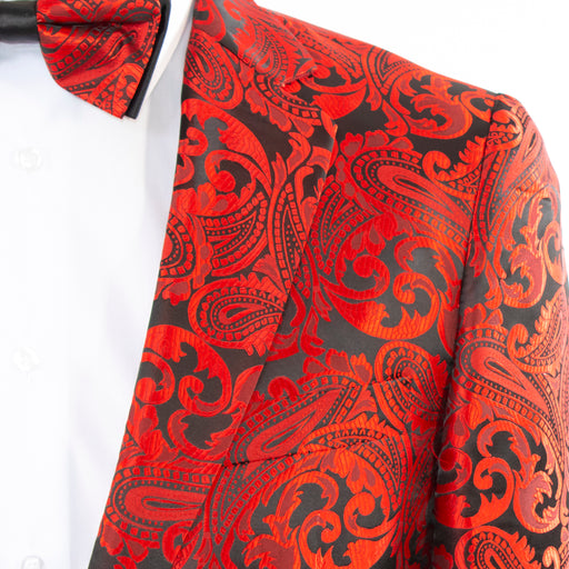 Men's Red Paisley Modern-Fit Dinner Jacket - Notch Lapel