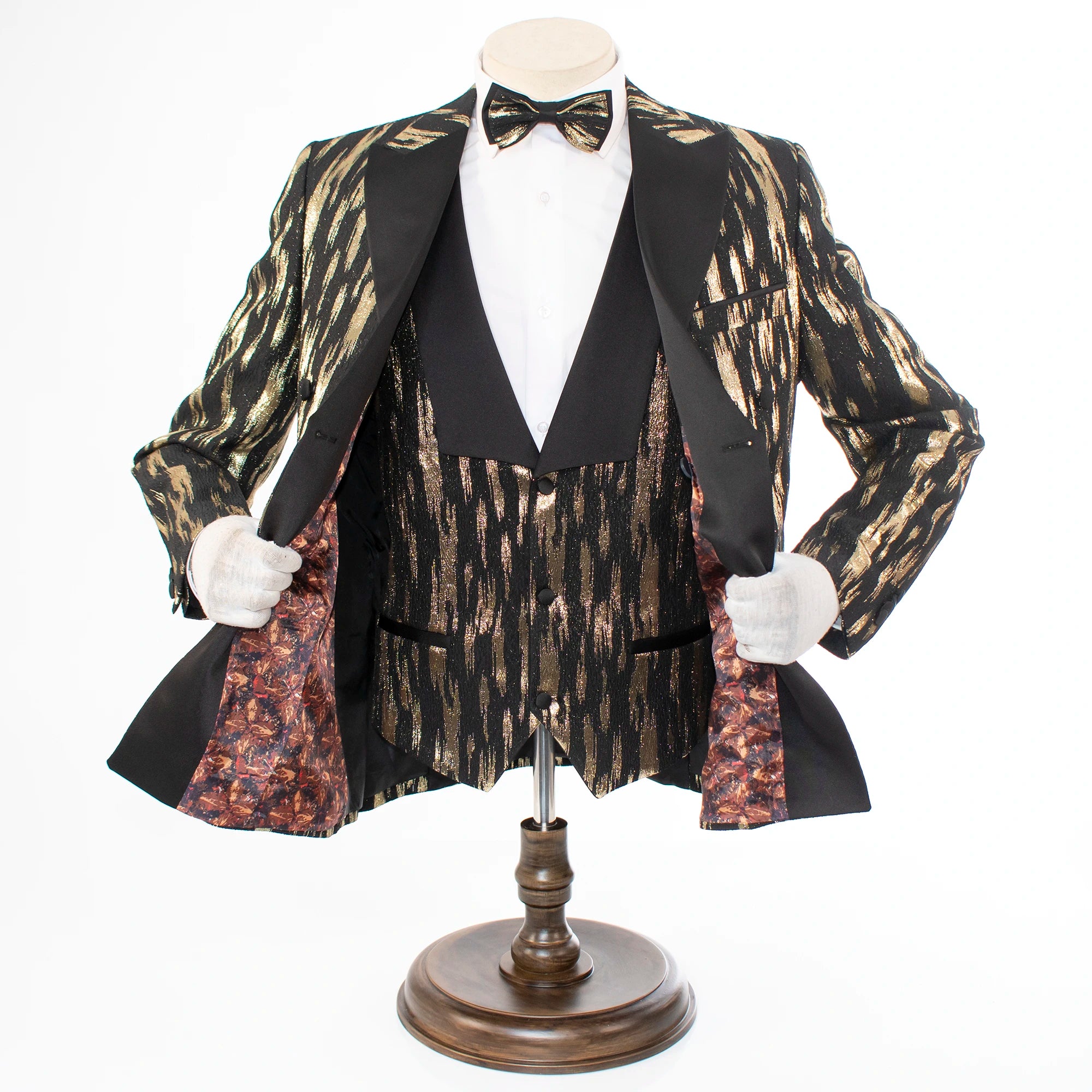 Monte | Black and Gold Splash 3-Piece Tailored-Fit Tuxedo