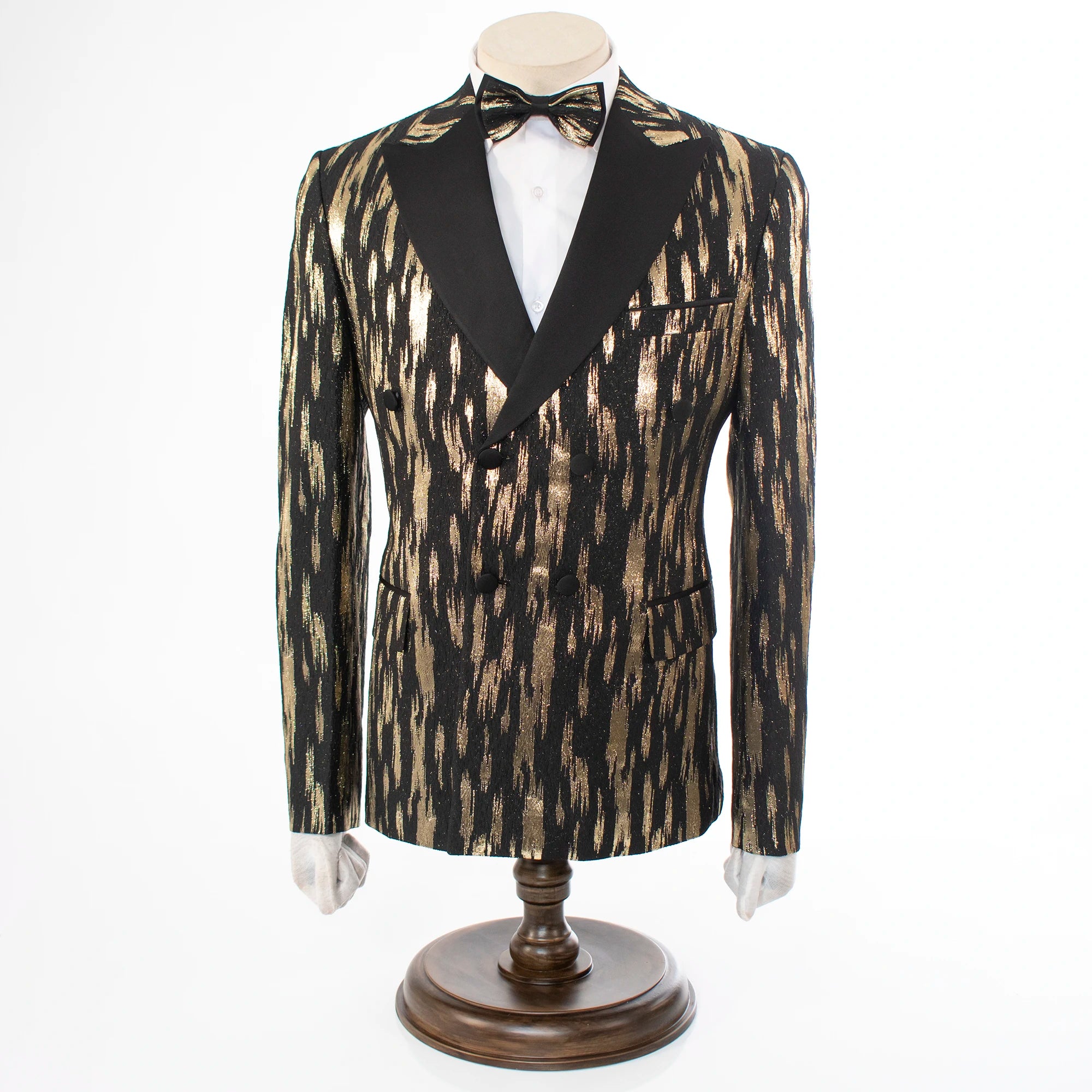 Monte | Black and Gold Splash 3-Piece Tailored-Fit Tuxedo