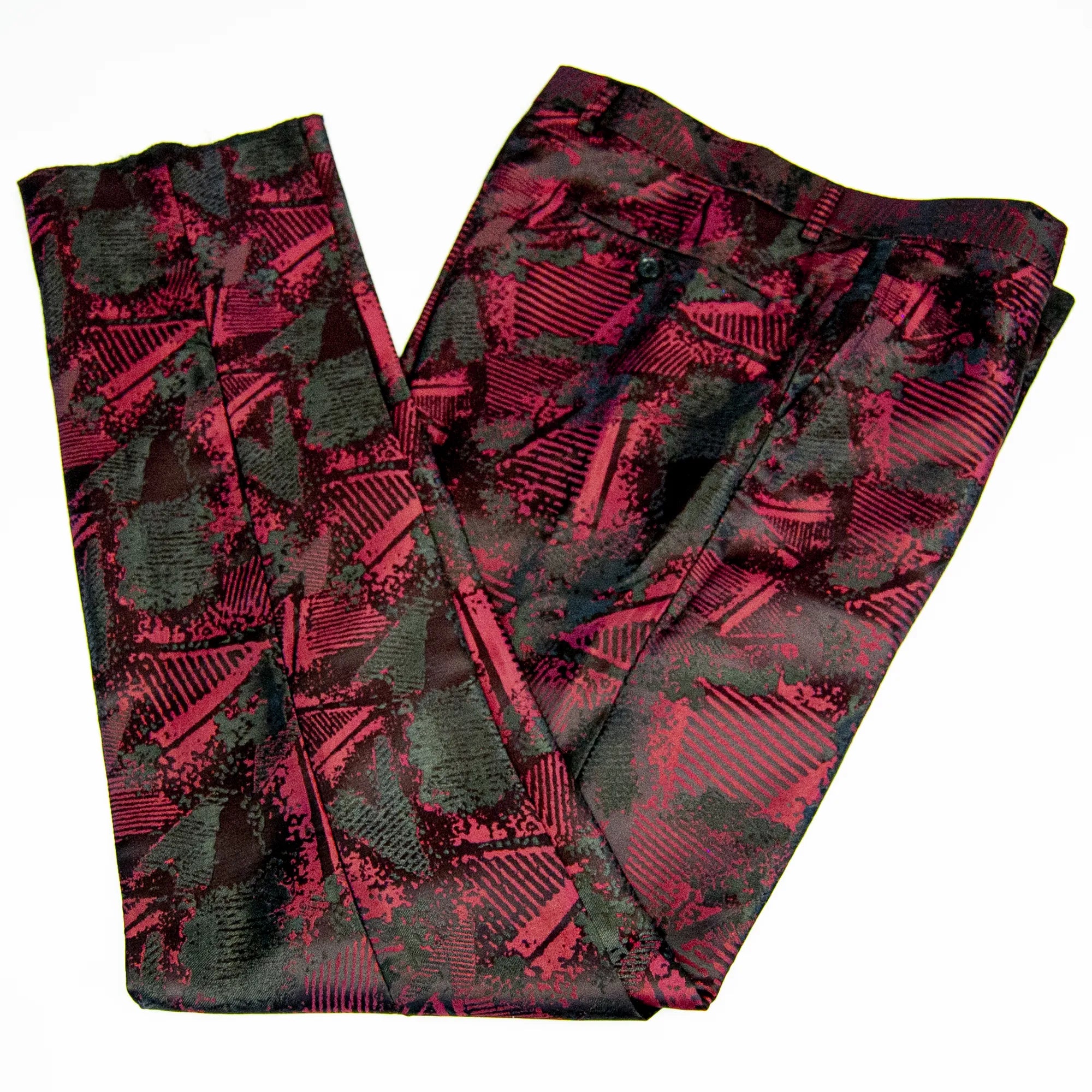 Black and Red Patterned 2-Piece Tailored-Fit Tuxedo