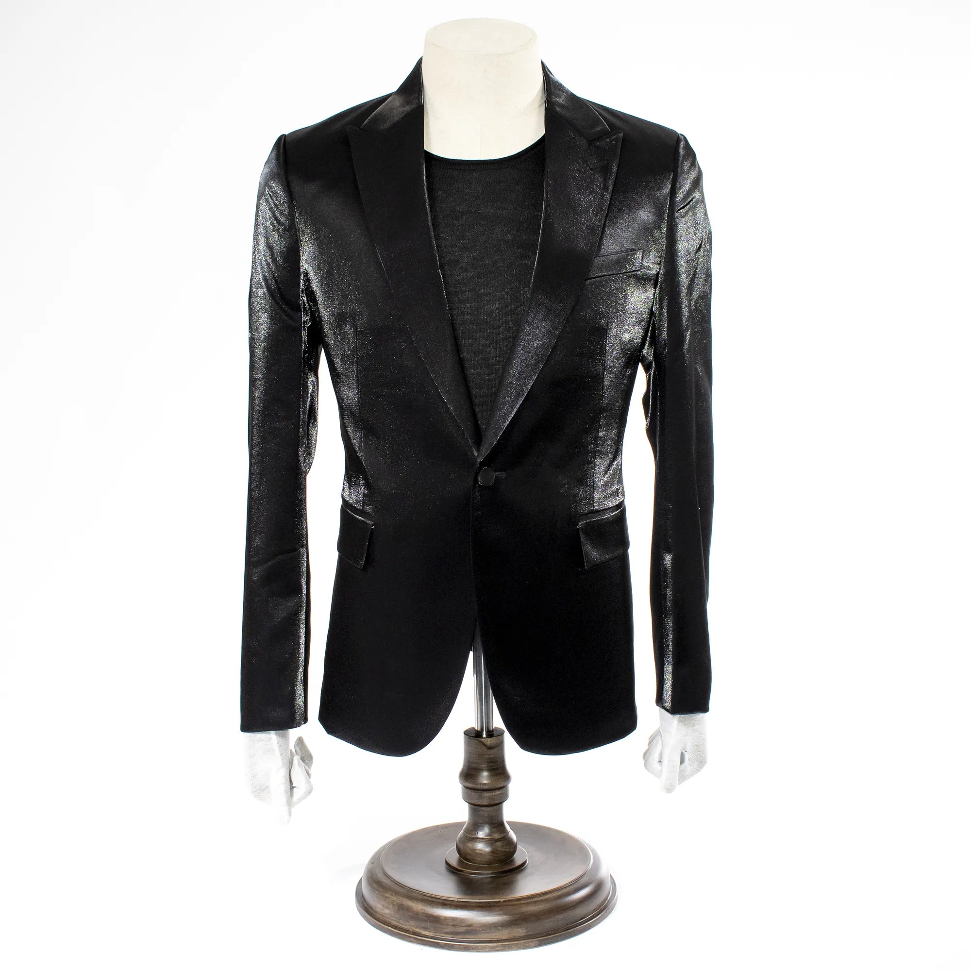 Men's Black Metallic 2-Piece Slim-Fit Suit