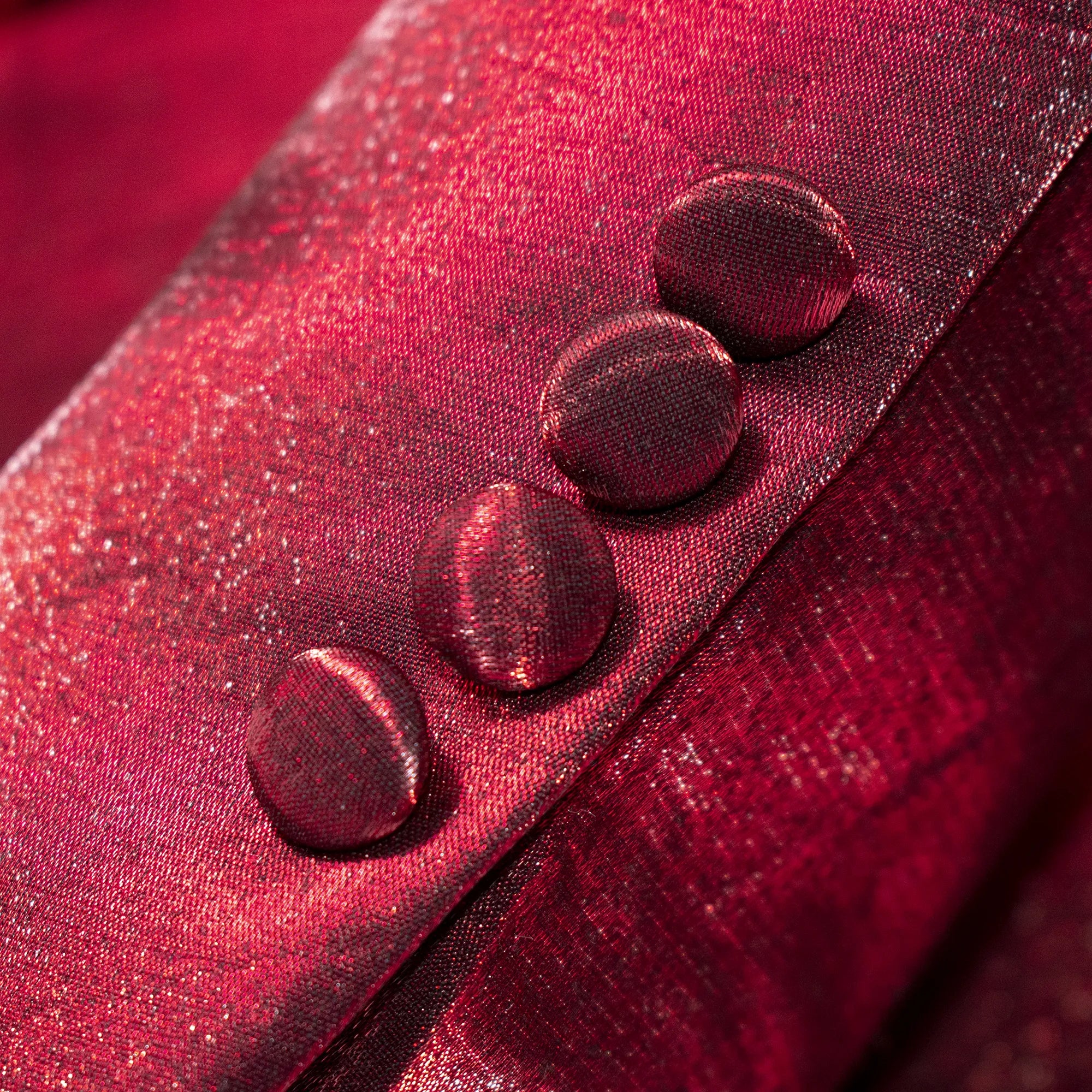 Men's Burgundy Metallic Slim-Fit Suit Button Cuffs