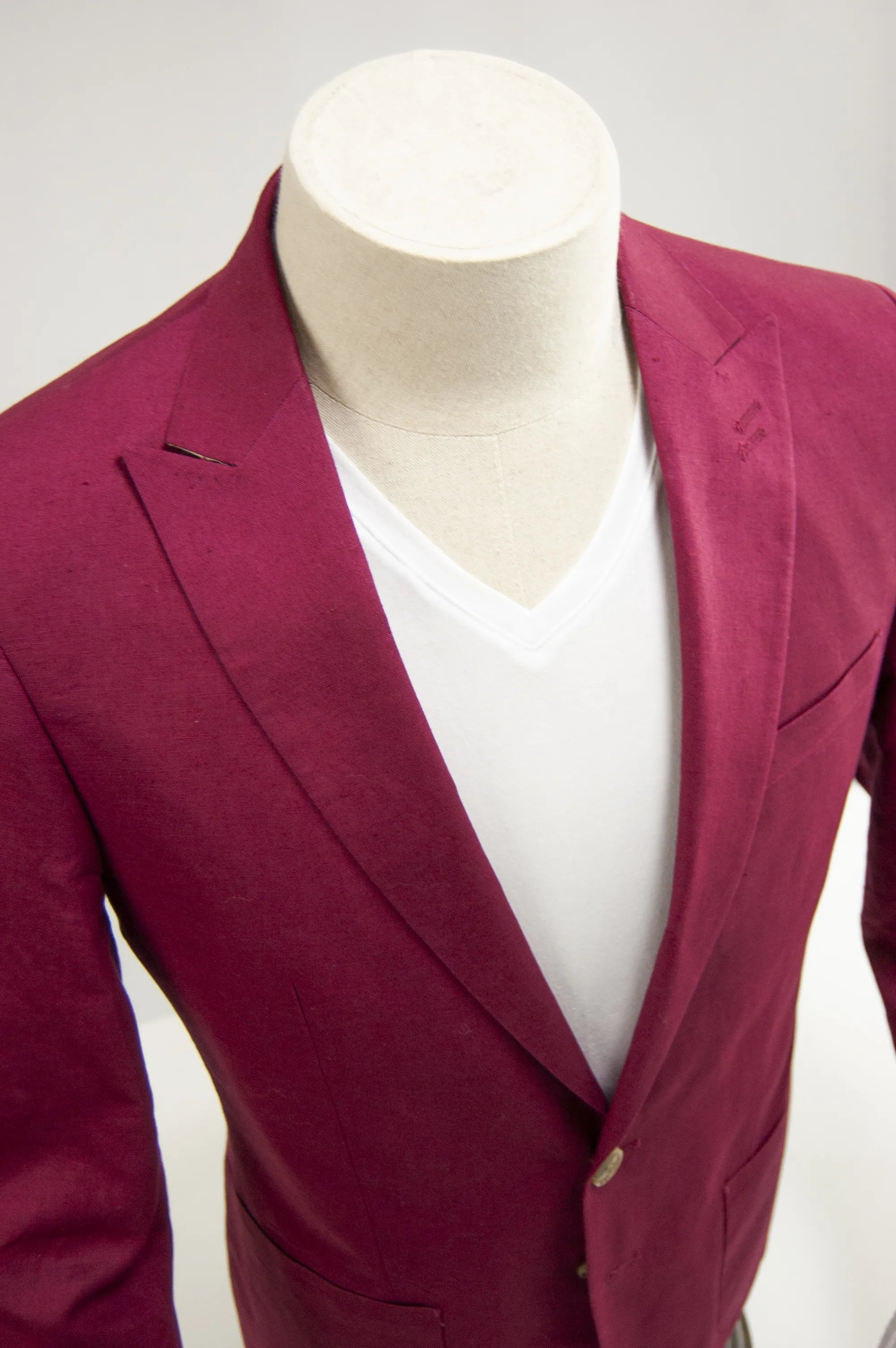 Burgundy 2-Piece Slim-Fit Linen Suit