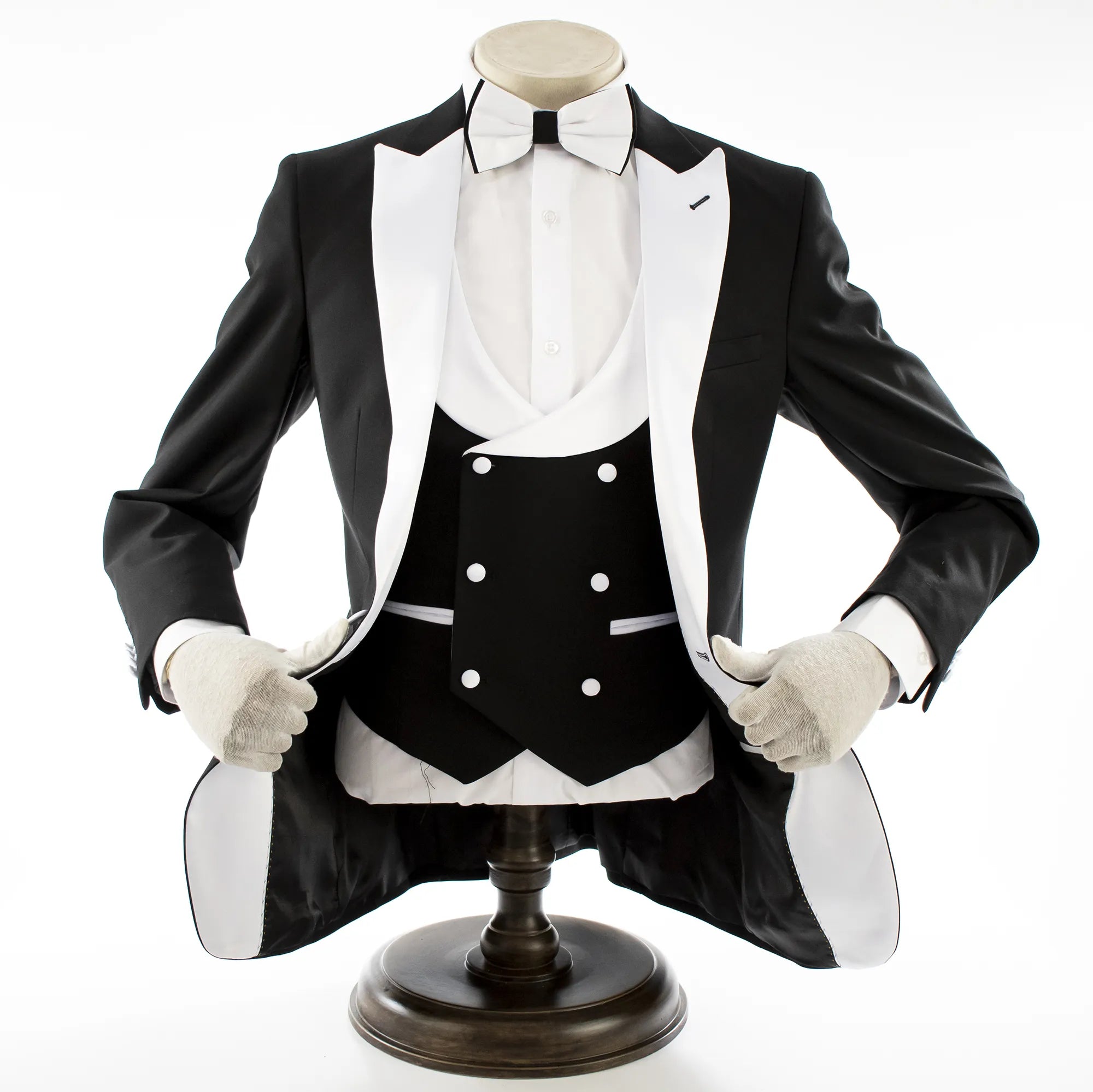 Men's Black 3-Piece Slim-Fit Tuxedo - Double-Breasted Vest