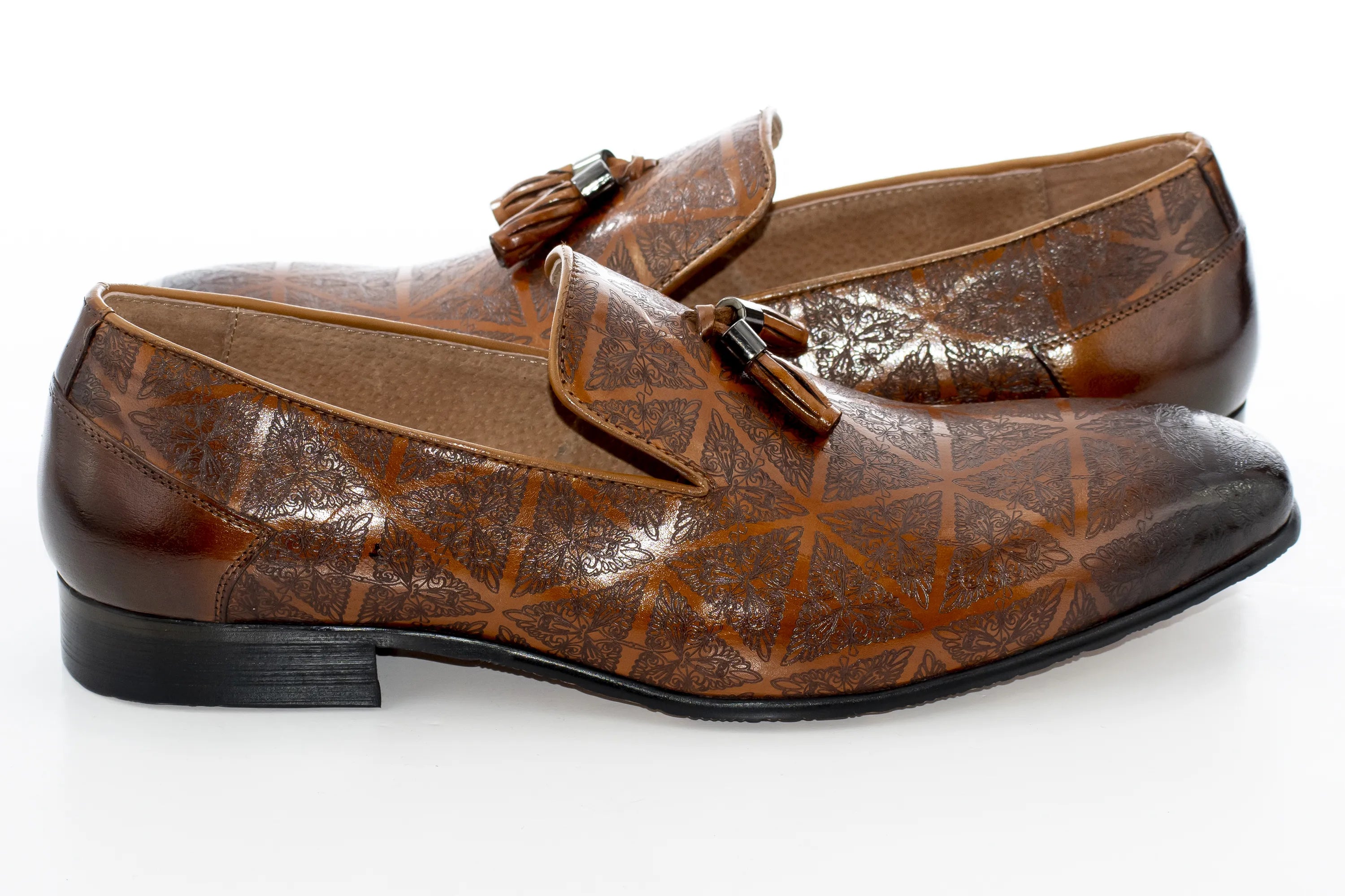 Tan Slip-On Dress Loafers with Tassels