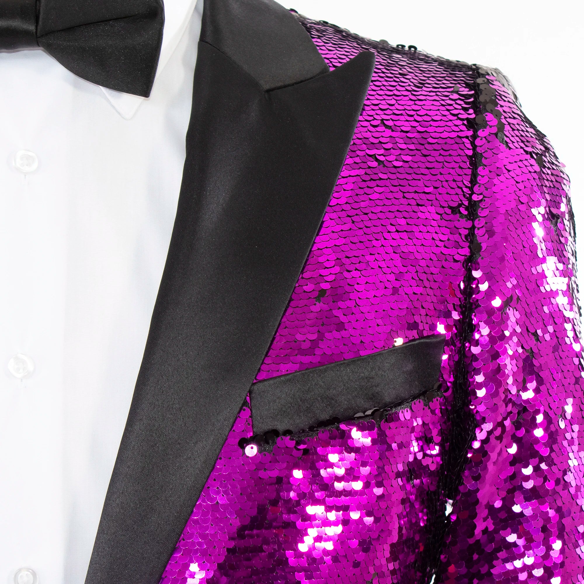 Purple And Black Sequin Modern-Fit Jacket With Peak Lapels