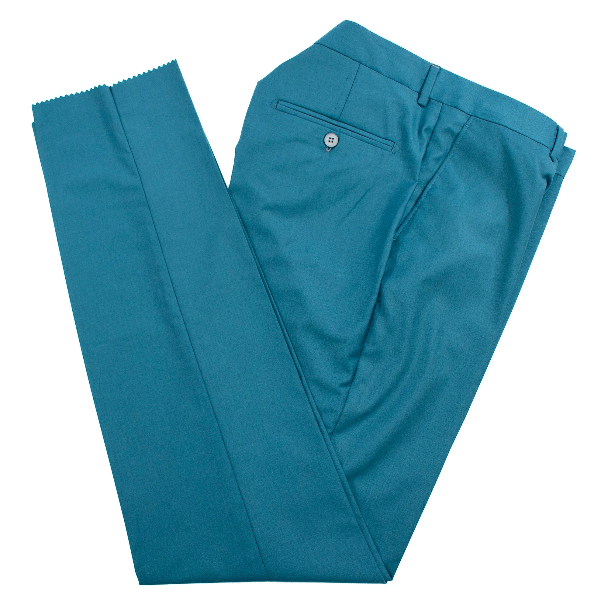 Men's Teal Blue Double-Breasted Slim-Fit Suit With Peak Lapels