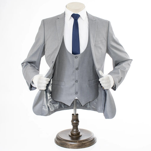 Men's Light Gray 3-Piece Ultra-Slim Suit