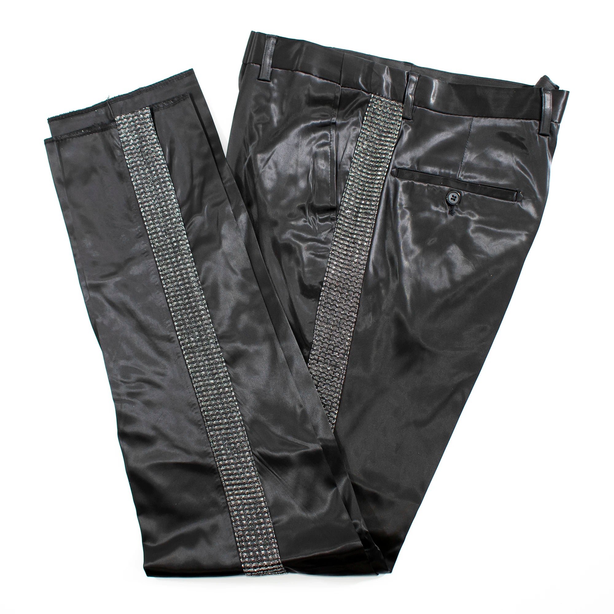Men's Black And Silver Sparkling Glitter Slim-Fit Tuxedo With Peak Lapels