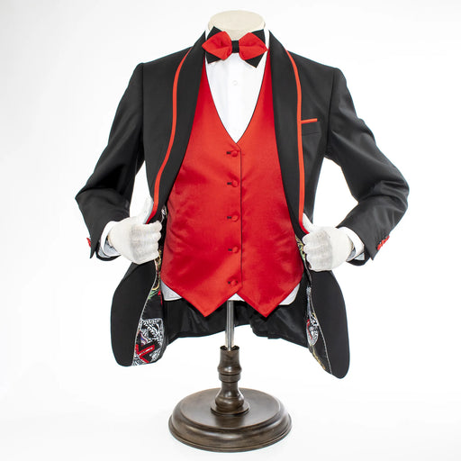 Red Trim on Black Stretch 3-Piece Slim-Fit Tuxedo