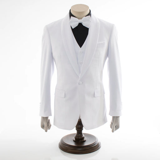 White Trim on White Stretch 3-Piece Slim-Fit Tuxedo