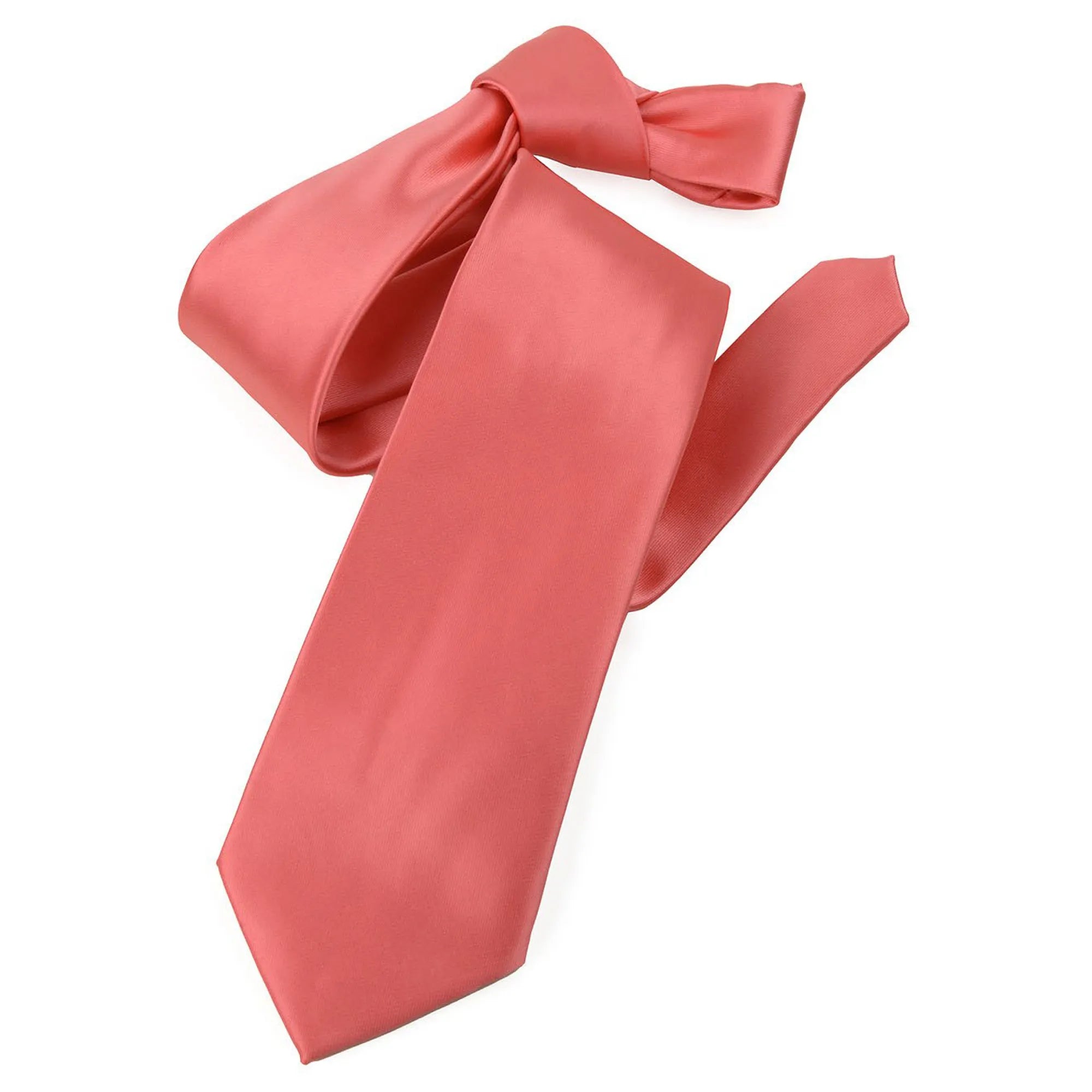 Coral Satin Slim-Width Necktie