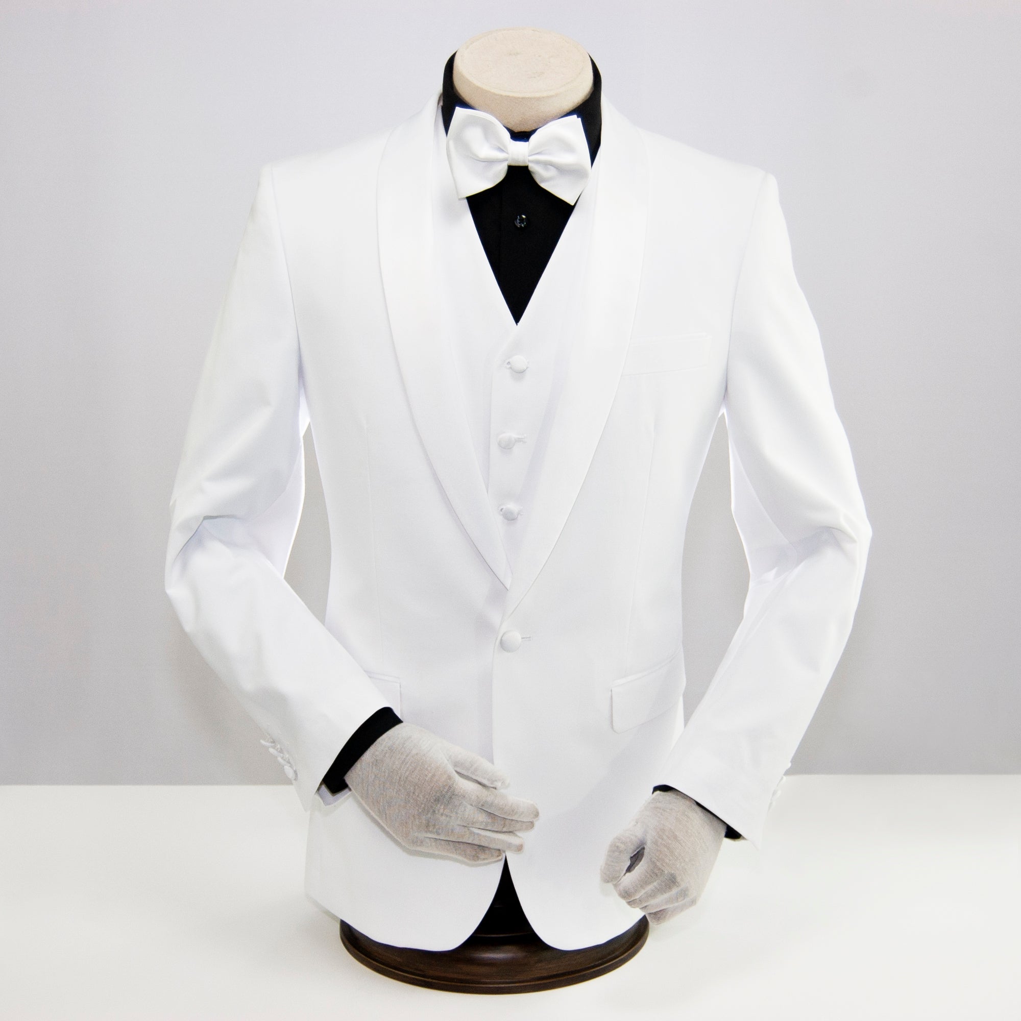White 3-Piece Tailored-Fit Tuxedo with Shawl Lapel
