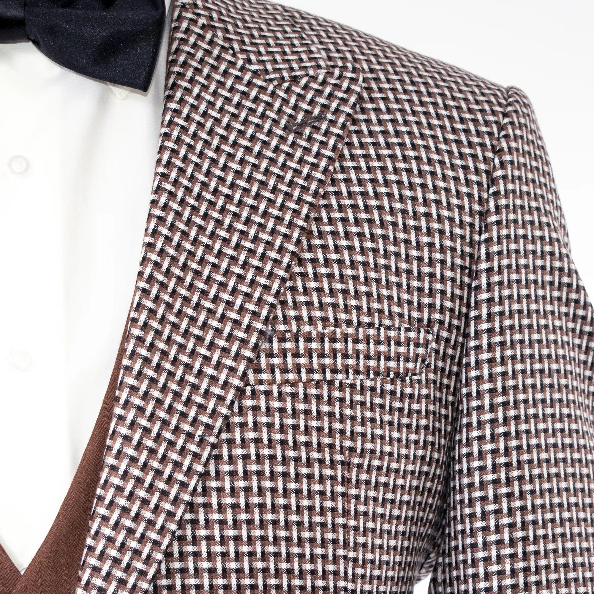 Brown Weave Pattern 3-Piece Tailored-Fit Suit