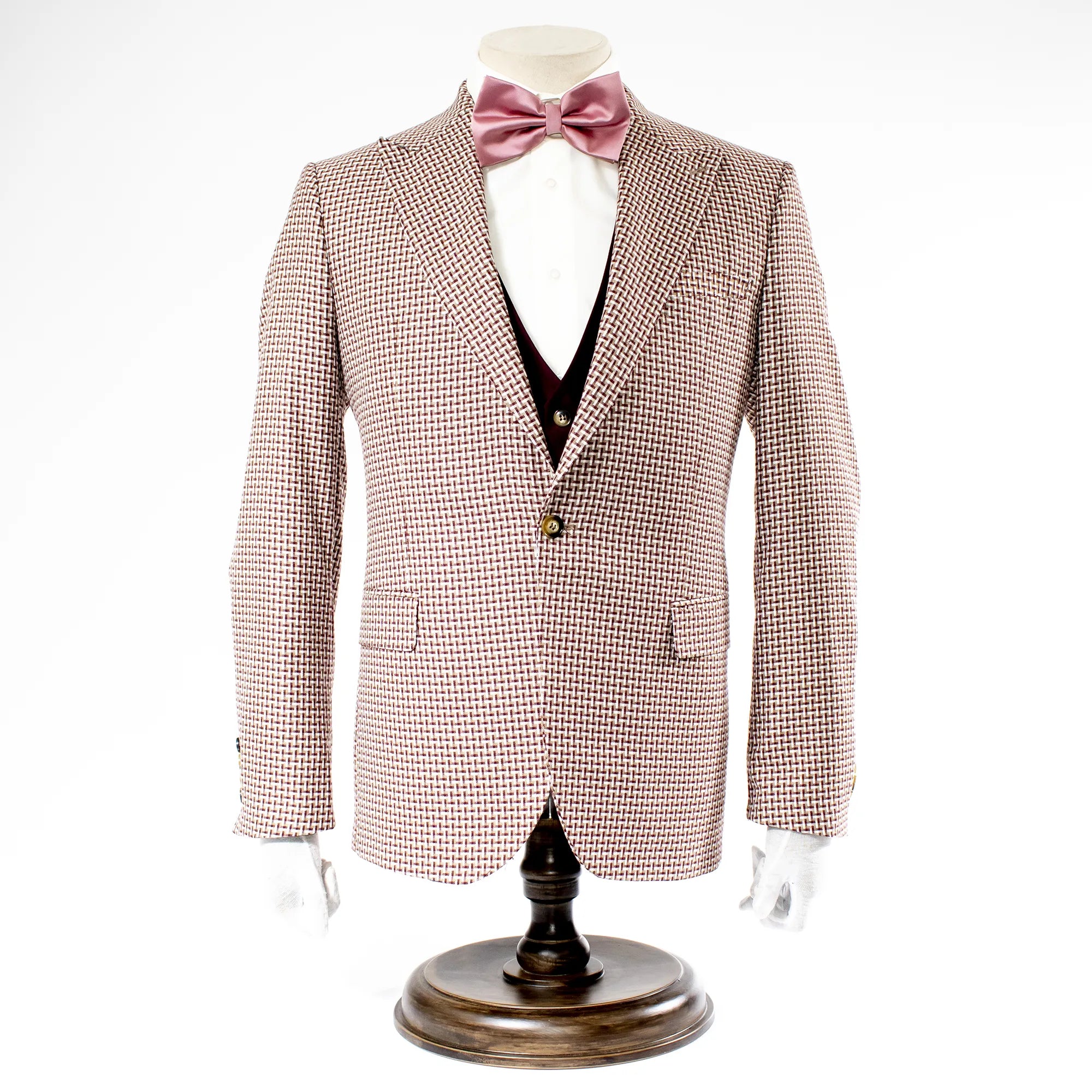 Tawny Weave Pattern 3-Piece Tailored-Fit Suit