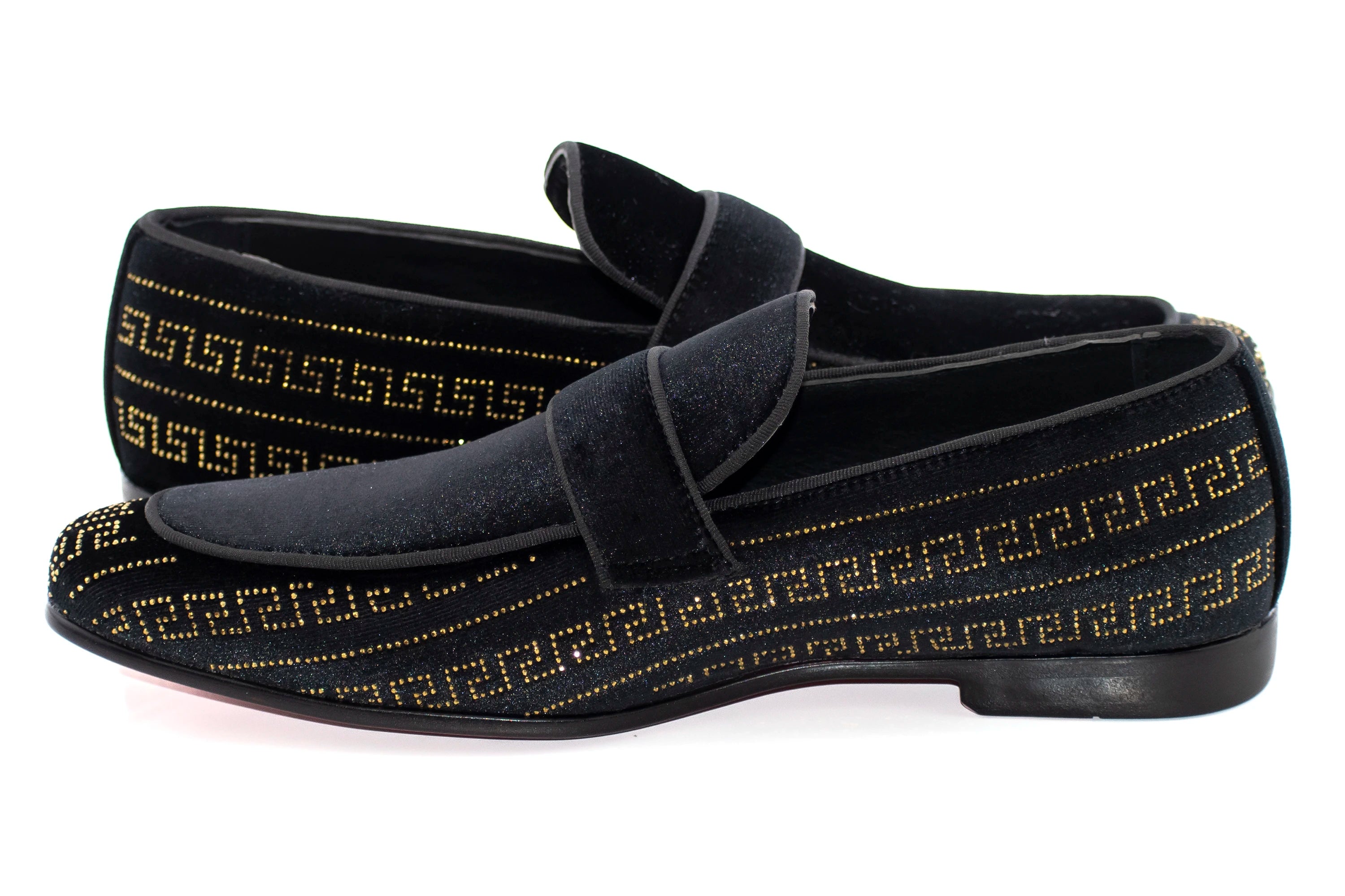 Black And Gold Greek Key Venetian Loafer