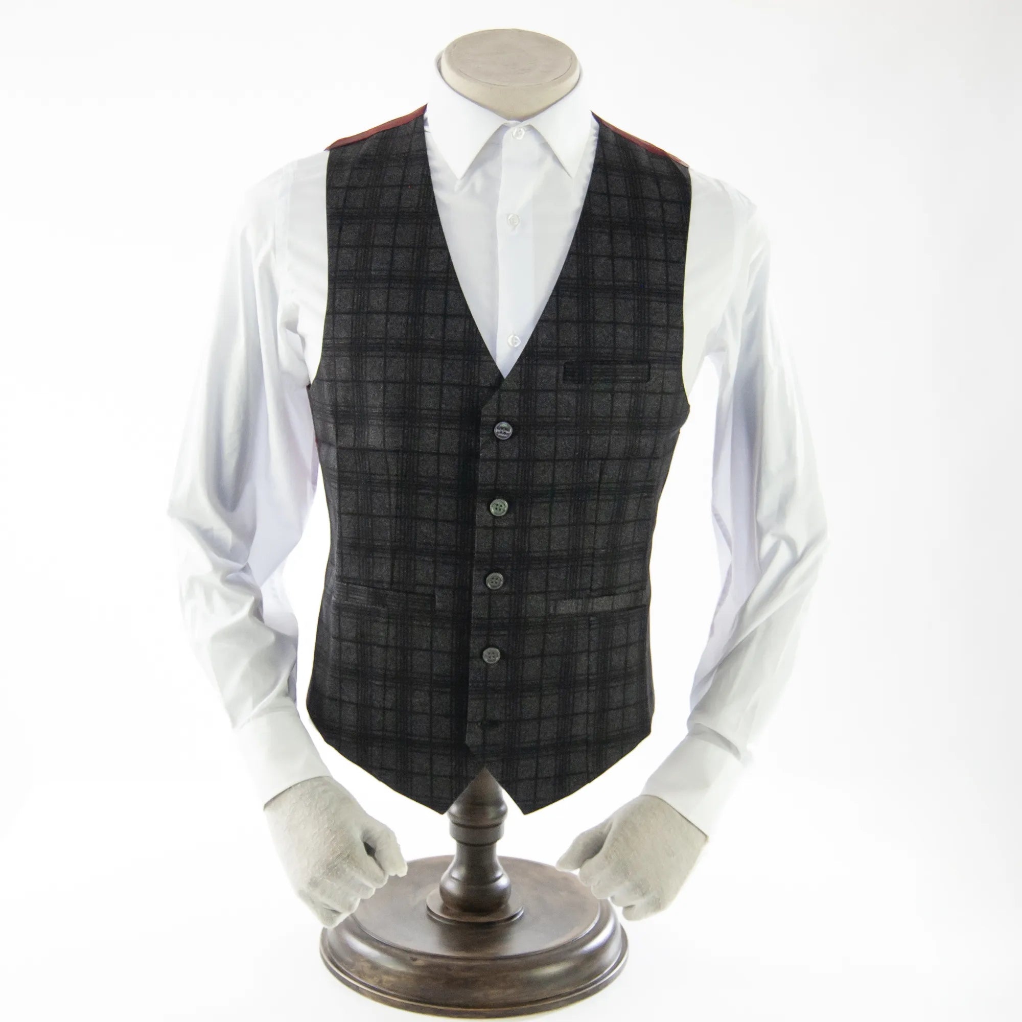 Gray & Black Plaid Designer Vest