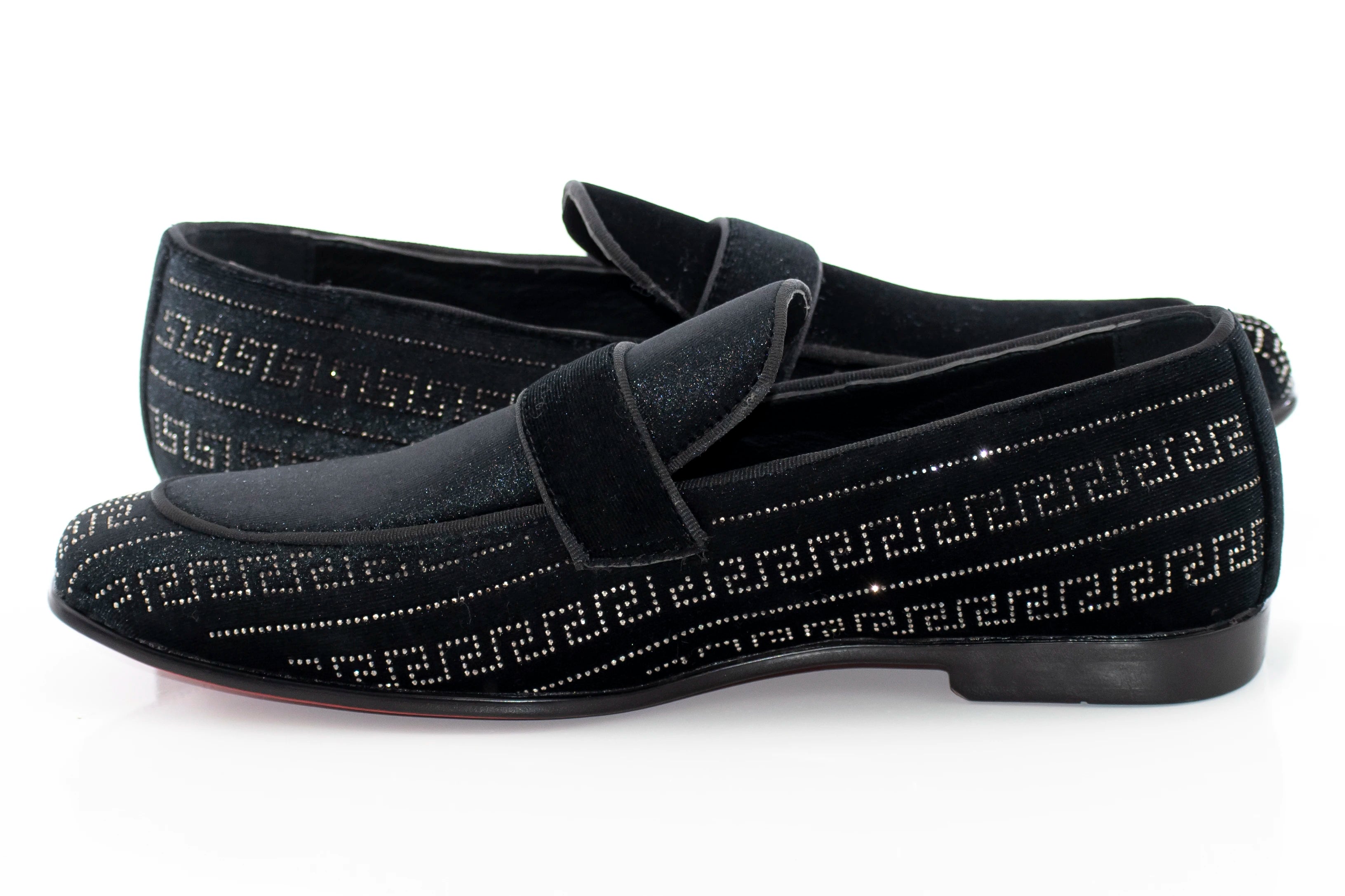 Black and Silver Greek Key Venetian Loafer