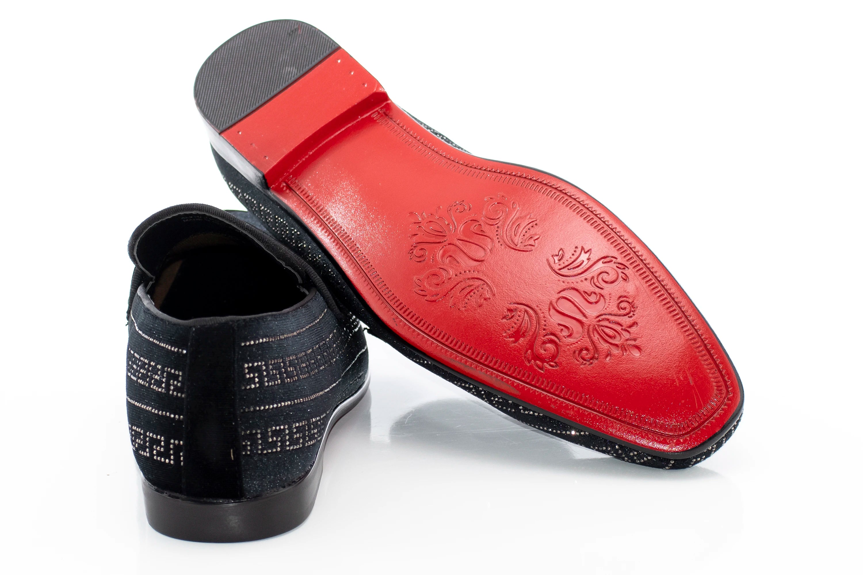 Black and Silver Greek Key Venetian Loafer