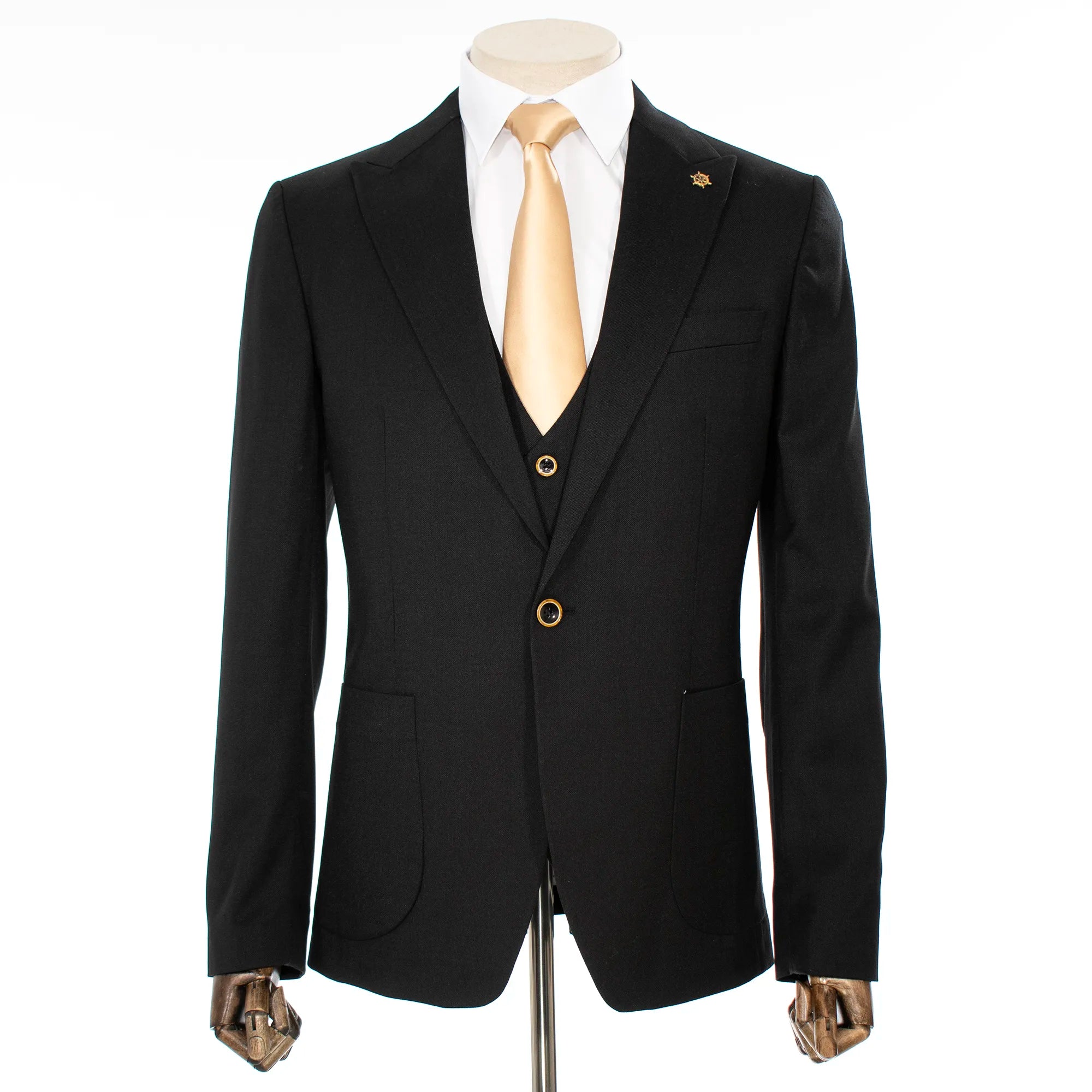 3-Piece Tailored-Fit Cotton-Blend Suit
