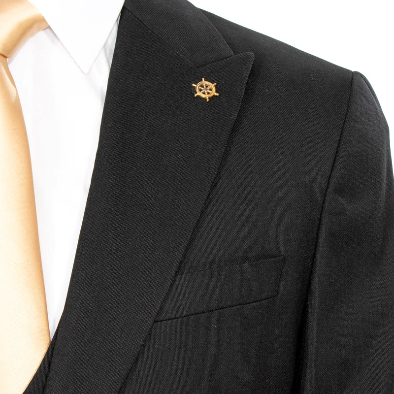 Black 3-Piece Tailored-Fit Cotton-Blend Suit