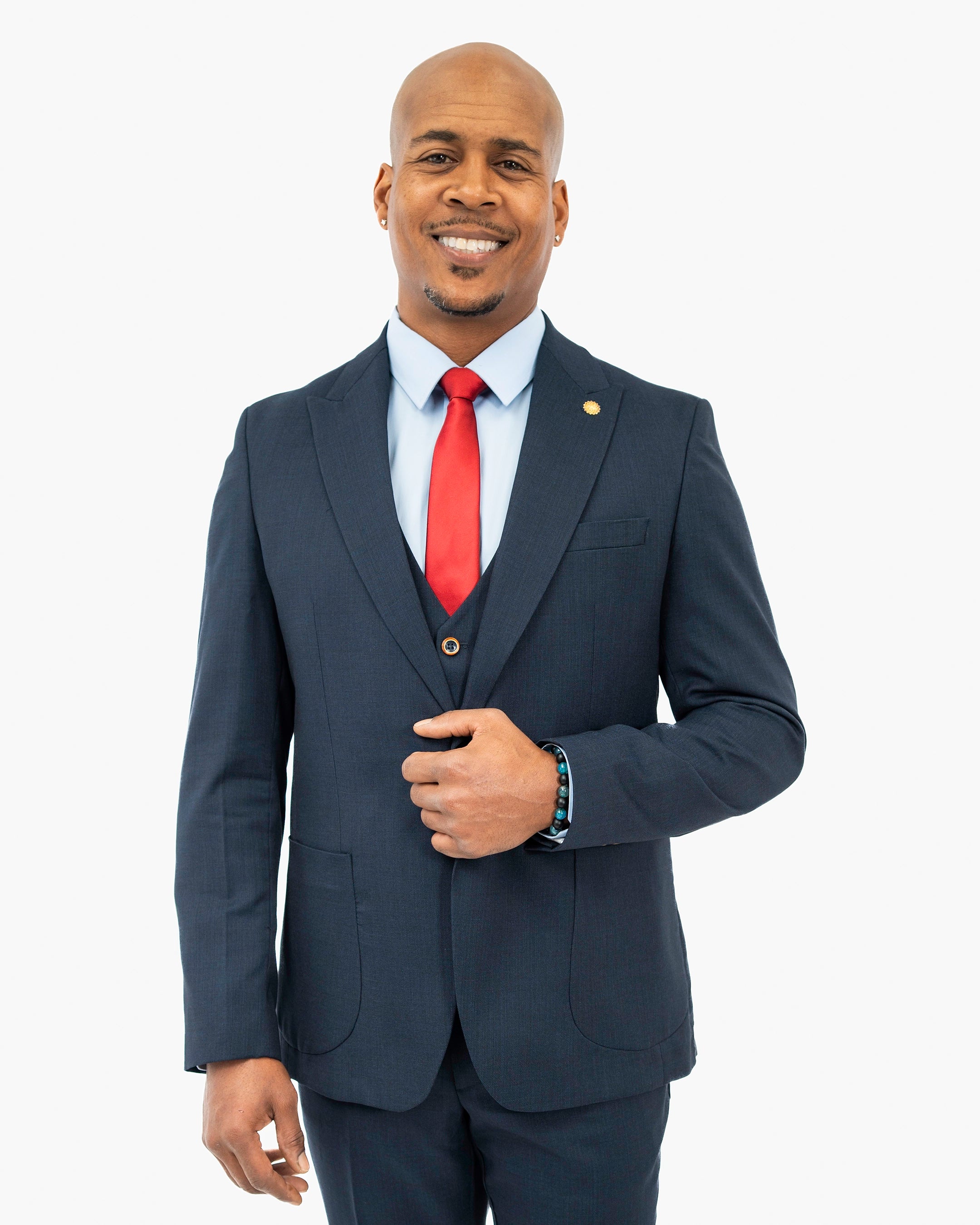 3-Piece Tailored-Fit Cotton-Blend Suit