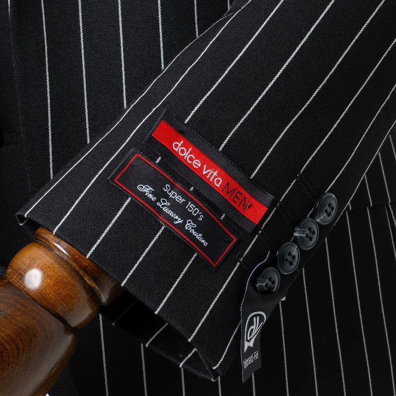Chauncey | Black Pinstripe 3-Piece Tailored-Fit Suit