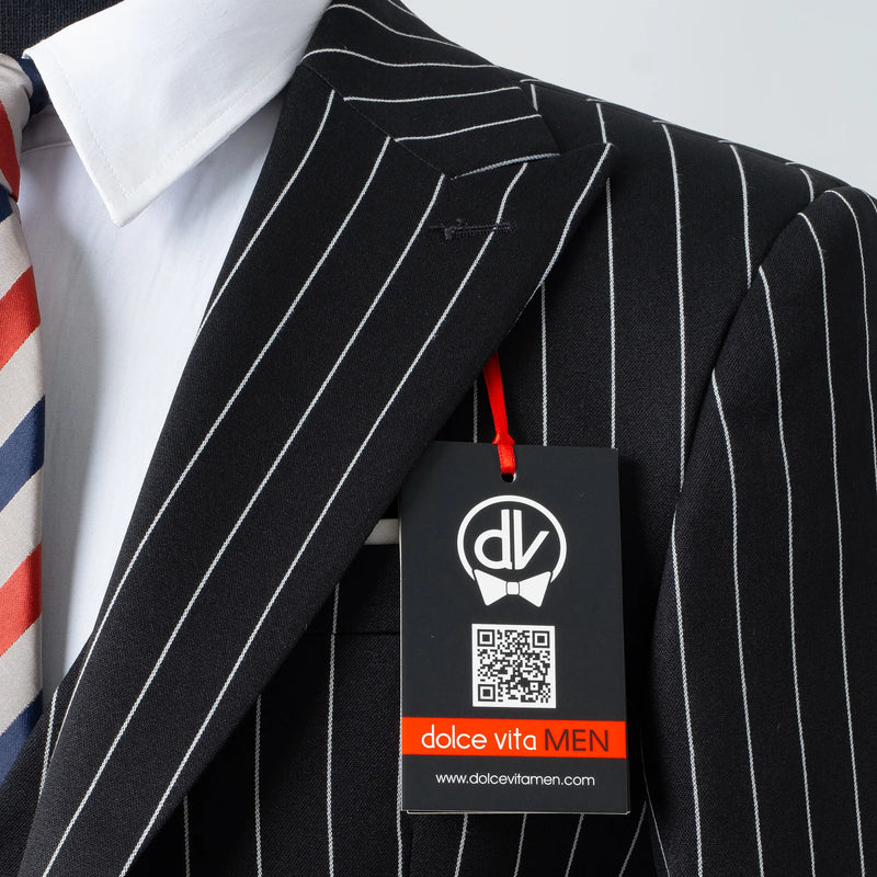 Chauncey | Black Pinstripe 3-Piece Tailored-Fit Suit