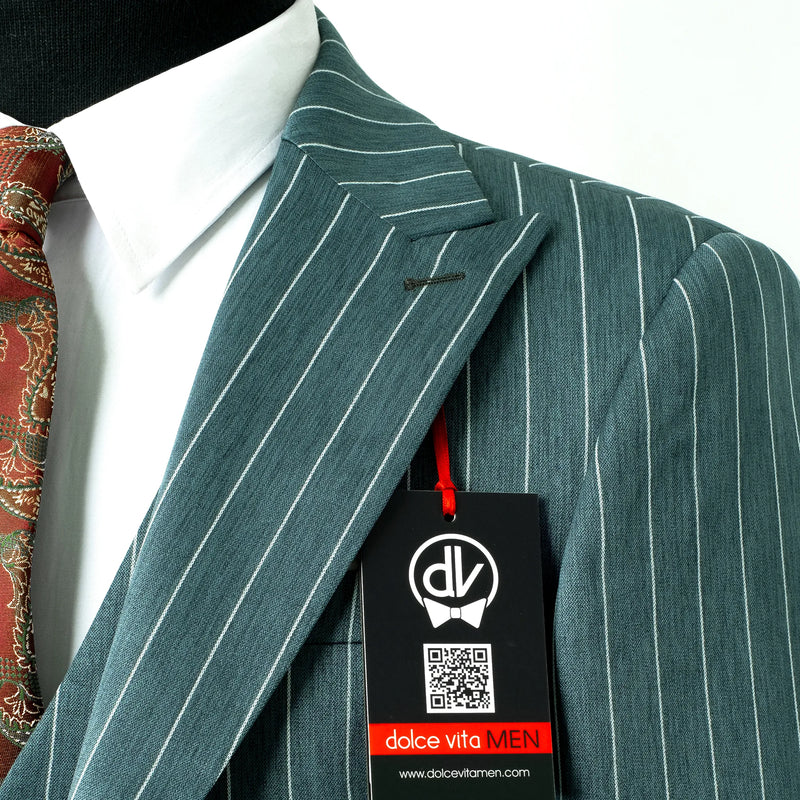 Chauncey | Hunter Green Pinstripe 3-Piece Tailored-Fit Suit