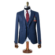 Chauncey | Navy Blue Pinstripe 3-Piece Tailored-Fit Suit