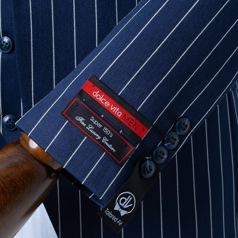 Chauncey | Navy Blue Pinstripe 3-Piece Tailored-Fit Suit
