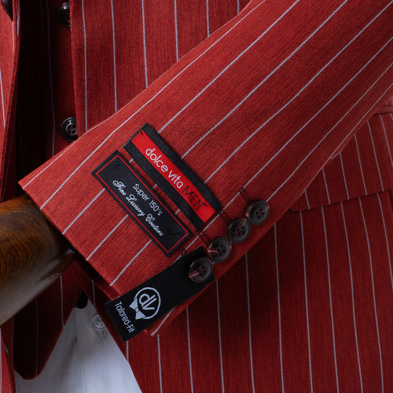 Chauncey | Red Pinstripe 3-Piece Tailored-Fit Suit