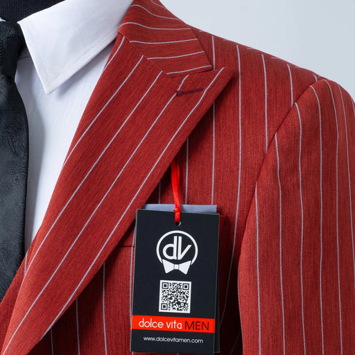 Chauncey | Red Pinstripe 3-Piece Tailored-Fit Suit