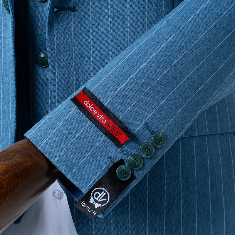 Chauncey | Turquoise Pinstripe 3-Piece Tailored-Fit Suit