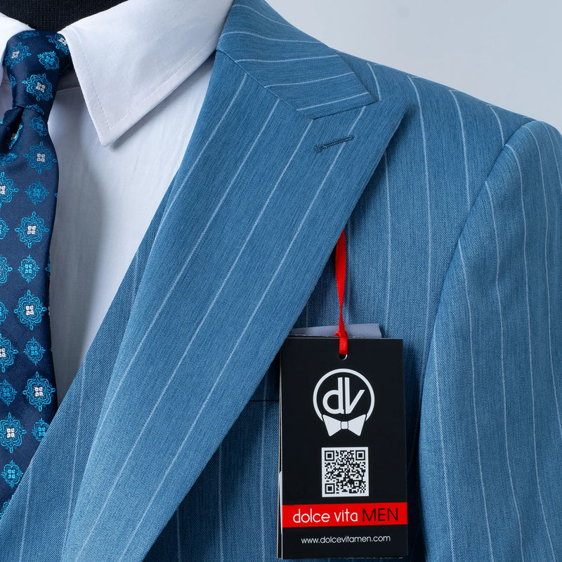Chauncey | Turquoise Pinstripe 3-Piece Tailored-Fit Suit
