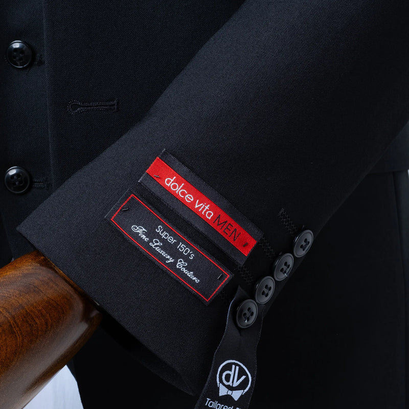 Ezekial | Black Solid 3-Piece Tailored-Fit Suit