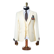 Ezekial | Cream Solid 3-Piece Tailored-Fit Suit