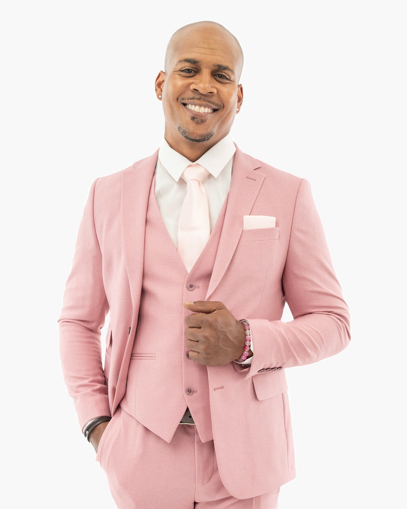Ezekial | Dusty Rose Solid 3-Piece Tailored-Fit Suit