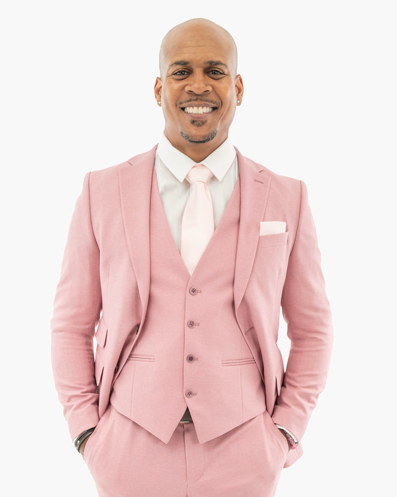 Ezekial | Dusty Rose Solid 3-Piece Tailored-Fit Suit