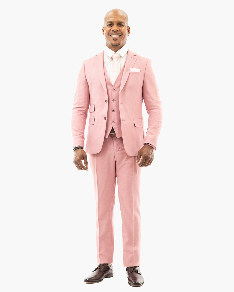 Ezekial | Dusty Rose Solid 3-Piece Tailored-Fit Suit