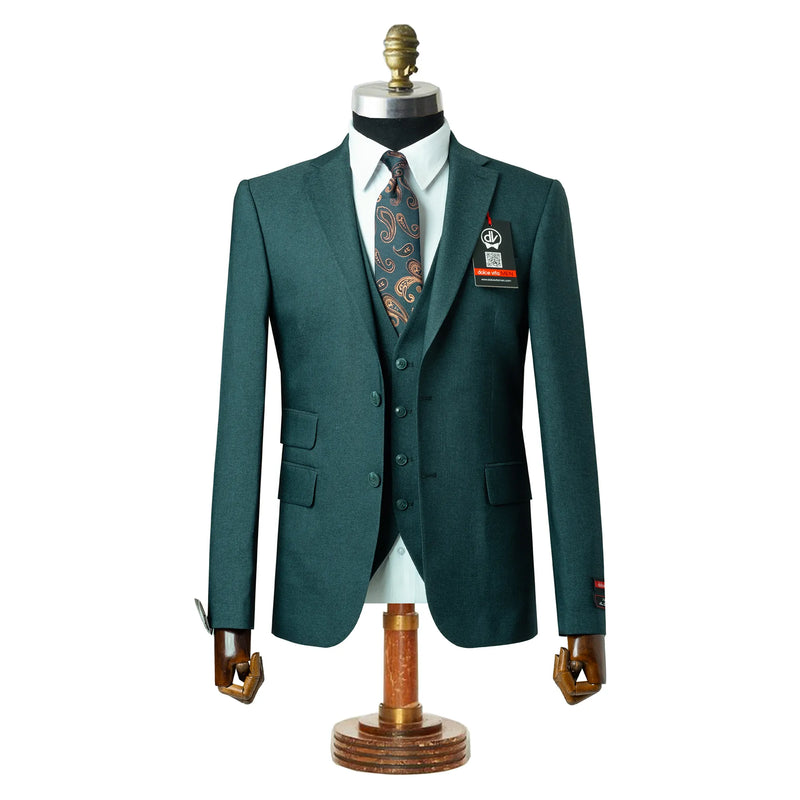 Ezekial | Forest Green Solid 3-Piece Tailored-Fit Suit