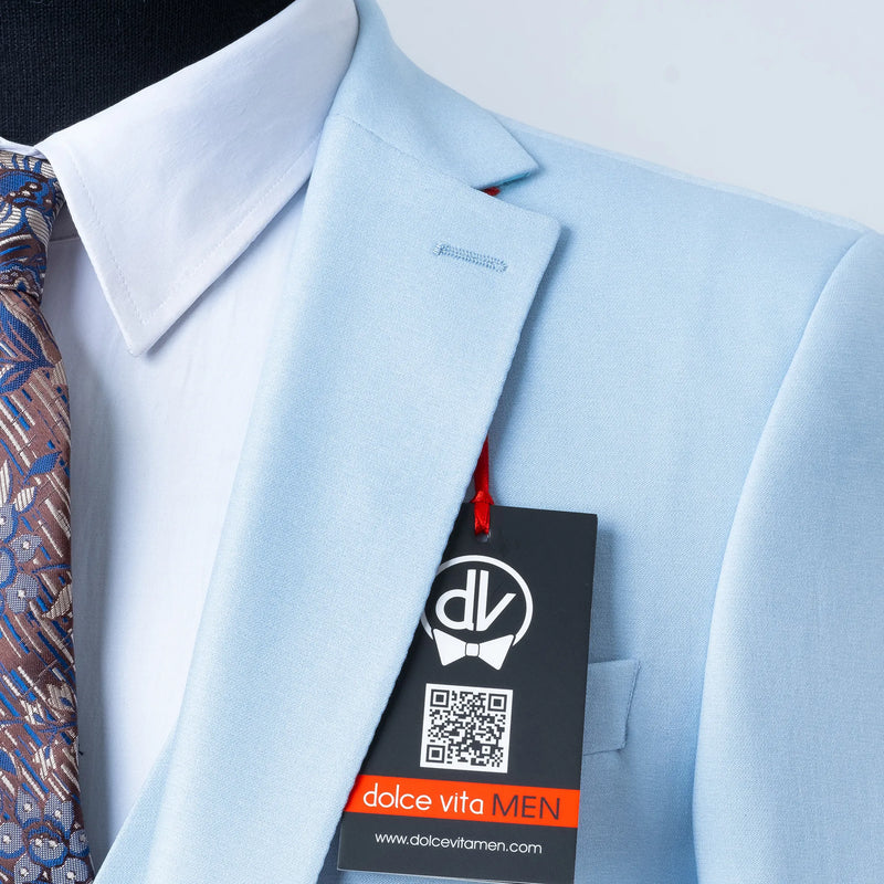 Ezekial | Light Blue Solid 3-Piece Tailored-Fit Suit