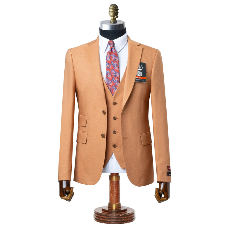 Ezekial | Mocha Solid 3-Piece Tailored-Fit Suit