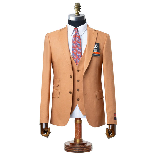 Ezekial | Mocha Solid 3-Piece Tailored-Fit Suit