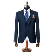 Ezekial | Navy Blue Solid 3-Piece Tailored-Fit Suit