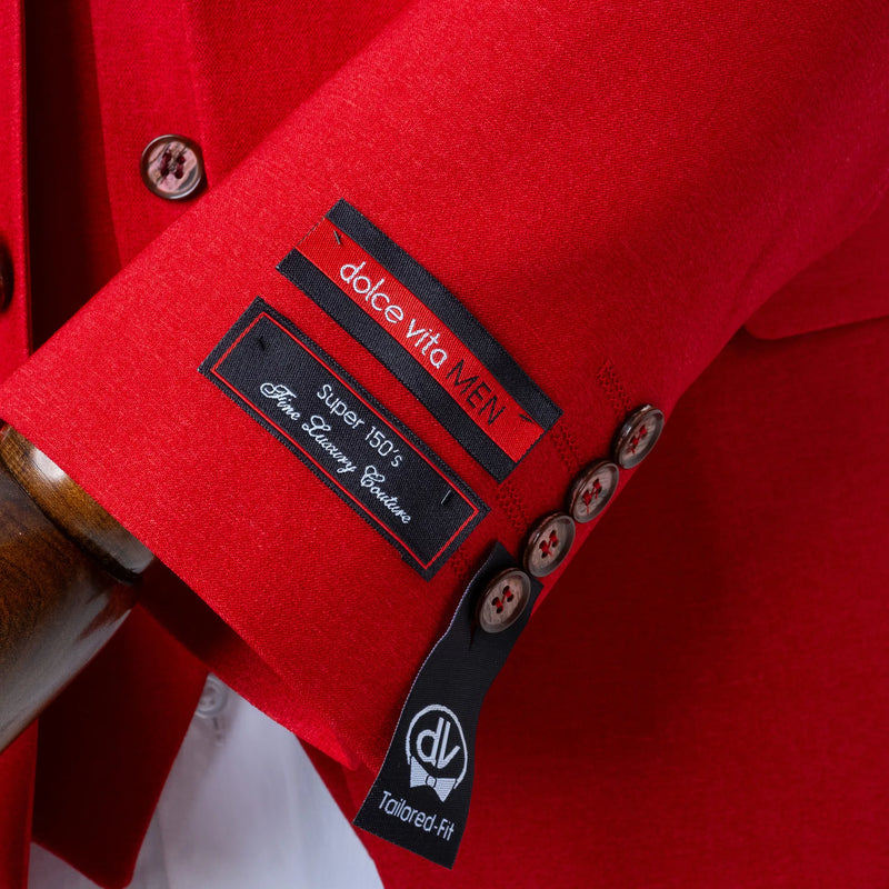 Ezekial | Red Solid 3-Piece Tailored-Fit Suit