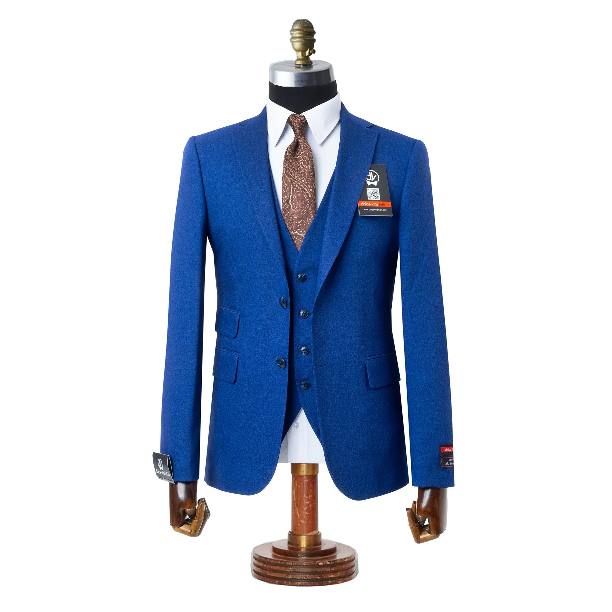 Ezekial | Royal Blue Solid 3-Piece Tailored-Fit Suit