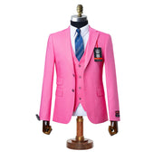 Ezekial | Pink Solid 3-Piece Tailored-Fit Suit